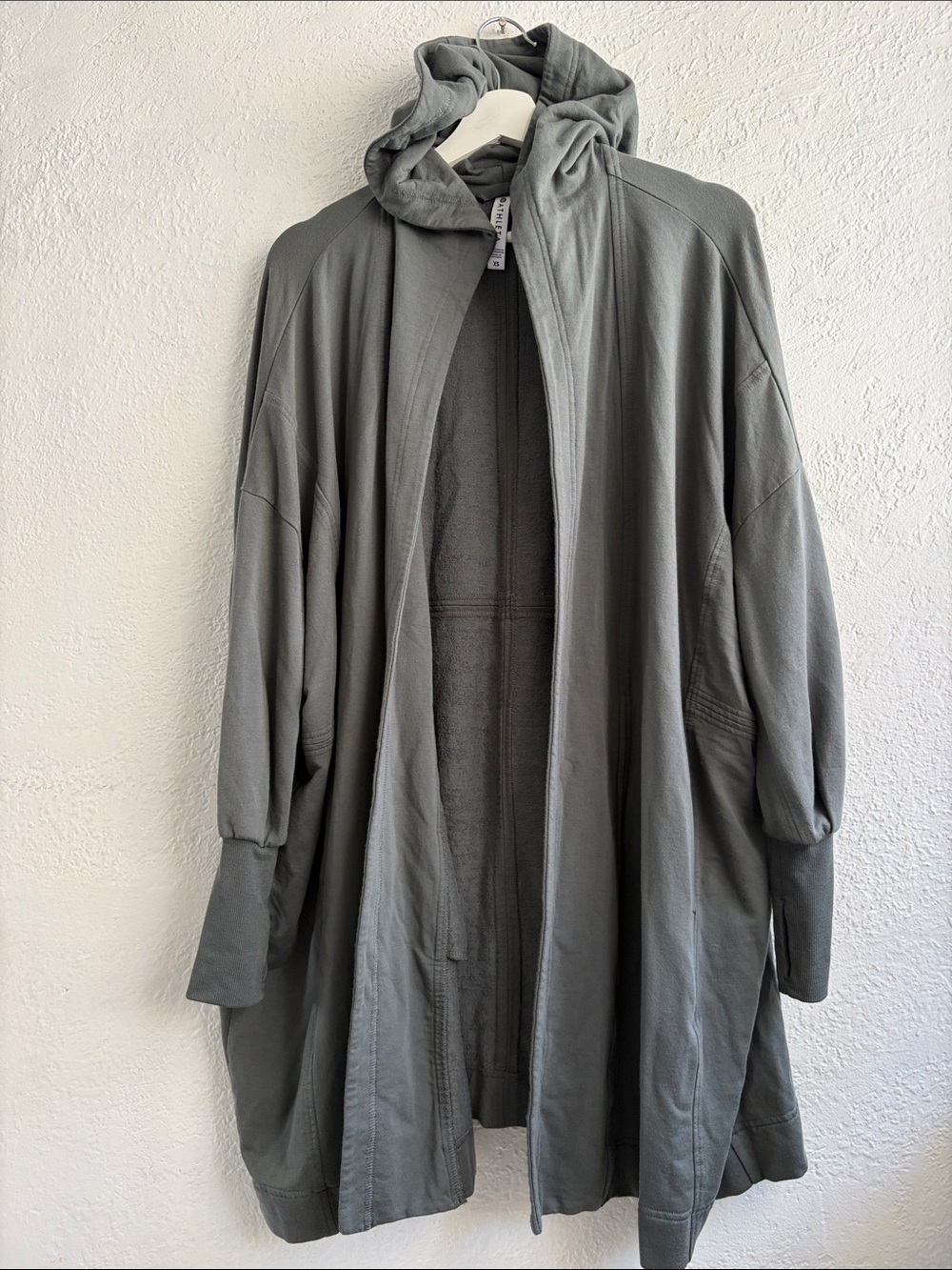 Athleta Gray Hooded Long Jacket
